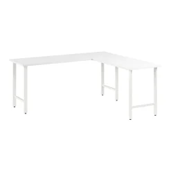 Best Hustle 72"W L Shaped Computer Desk with Metal Legs, White (HUS002WH) L-Desks