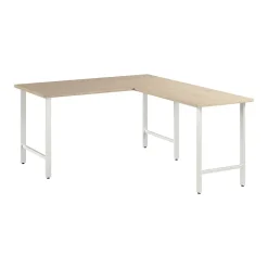 Outlet Hustle 60"W L Shaped Computer Desk with Metal Legs, Natural Elm (HUS003NE) Office Desks
