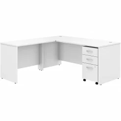 Outlet Studio C 72"W L Shaped Desk with Mobile File Cabinet and Return, (STC007WH) L-Desks