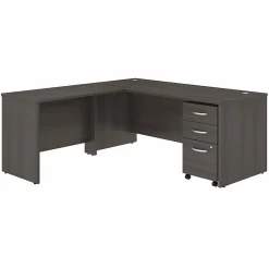 Studio C 72"W L Shaped Desk with Mobile File Cabinet and Return, (STC007SG) L-Desks