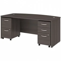 Best Studio C 72"W Bow Front Desk with Mobile File Cabinets, (STC012SG) Computer Desks