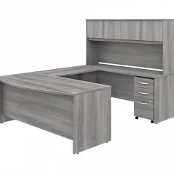 Studio C 72"W U Shaped Desk with Hutch and Mobile File Cabinet, (STC003PGSU) Office Desks