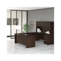 Online Studio C 72"W U Shaped Desk with Hutch and Mobile File Cabinet, (STC003BWSU) Office Desks