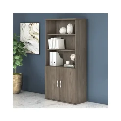 Discount Studio C 72.8"H 5-Shelf Bookcase with Doors, Laminated Wood (STC015MH) Bookcases