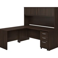 Sale Studio C 72"W L Shaped Desk with Hutch, Mobile File Cabinet and Return, (STC006BWSU) L-Desks