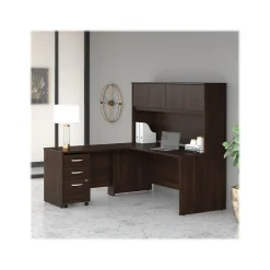 Sale Studio C 72"W L Shaped Desk with Hutch, Mobile File Cabinet and Return, (STC006BWSU) L-Desks