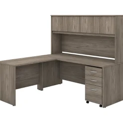 Studio C 72"W L Shaped Desk with Hutch, Mobile File Cabinet and Return, (STC006MHSU) Office Desks