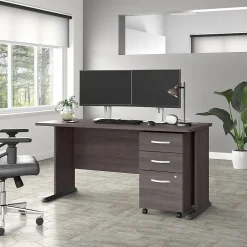 Best Studio A 60"W Computer Desk with 3 Drawer Mobile File Cabinet, (STA002SGSU) Computer Desks