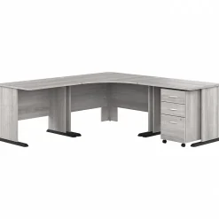 Hot Studio A 83"W Large Corner Desk with 3 Drawer Mobile File Cabinet, (STA003PGSU) Corner Desks