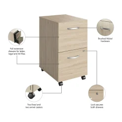 New Bush Business Furniture Studio C 2 Drawer Mobile File Cabinet, Natural Elm (SCF116NESU) File Cabinets