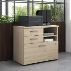 Bush Business Furniture Studio C Office Storage Cabinet with Drawers and Shelves, Natural Elm (SCF130NESU) Storage Cabinets