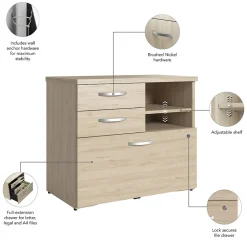 Bush Business Furniture Studio C Office Storage Cabinet with Drawers and Shelves, Natural Elm (SCF130NESU) Storage Cabinets