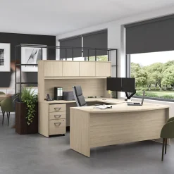 Hot Bush Business Furniture Studio C 72"W U Shaped Desk with Hutch and Mobile File Cabinet, Natural Elm (STC003NESU) Office Desks