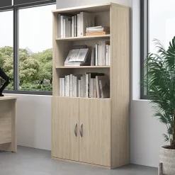 Best Bush Business Furniture Studio C Tall 5 Shelf Bookcase with Doors, Natural Elm (STC015NE) Bookcases