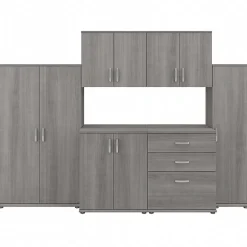 Sale Universal 62" 6-Piece Modular Storage Set with 14 Shelves, Platinum Gray (UNS002PG) Storage Cabinets