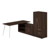 Vista 72"W L Shaped Desk with Low Storage Cabinet and Wardrobe, Black Walnut (VST009BW) L-Desks