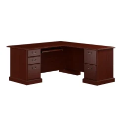 Best 66"W Arlington L Shaped Desk with Drawers and Keyboard Tray, Harvest Cherry (WC65570-03K) L-Desks