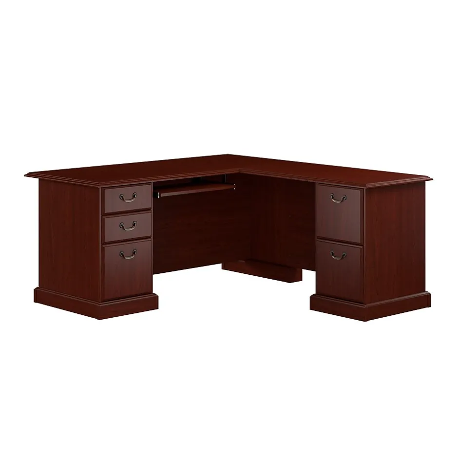 Best 66"W Arlington L Shaped Desk with Drawers and Keyboard Tray, Harvest Cherry (WC65570-03K) L-Desks