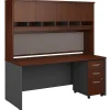 Westfield 72"W Office Desk with Hutch and Mobile File Cabinet, Hansen Cherry/Graphite Gray (SRC080HCSU) Computer Desks