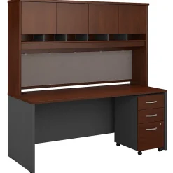 Westfield 72"W Office Desk with Hutch and Mobile File Cabinet, Hansen Cherry/Graphite Gray (SRC080HCSU) Computer Desks