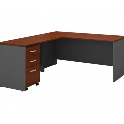 Best Westfield 66"W L Shaped Desk with Return and File Cabinet, Gray (SRC083HCSU) L-Desks
