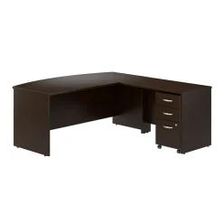 Outlet Westfield 72W Bow Front L Shaped Desk with 42W Return and Mobile File Cabinet, Mocha Cherry (SRC167MRSU) L-Desks