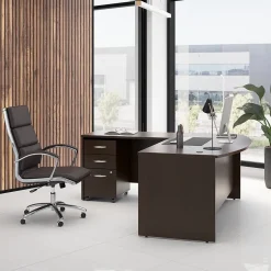 Outlet Westfield 72W Bow Front L Shaped Desk with 42W Return and Mobile File Cabinet, Mocha Cherry (SRC167MRSU) L-Desks