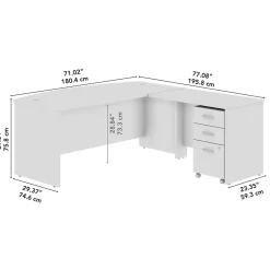 Outlet Westfield 72W Bow Front L Shaped Desk with 42W Return and Mobile File Cabinet, Mocha Cherry (SRC167MRSU) L-Desks