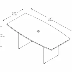 Outlet 72W x 36D Boat Shaped Conference Table with Wood Base, (99TB7236MR) Conference Room Tables