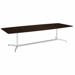 Sale 120W x 48D Boat Shaped Conference Table with Metal Base, (99TBM120MRSVK) Conference Room Tables