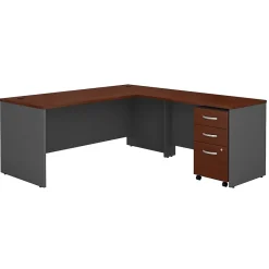 Westfield 72W L Shaped Desk with 48W Return and Mobile File Cabinet, Hansen Cherry (SRC001HCSU) Office Desks