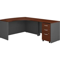 New Westfield Right Handed L Shaped Desk with Mobile File Cabinet, Hansen Cherry (SRC007HCRSU) Corner Desks