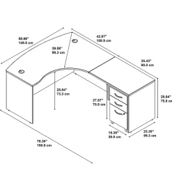 New Westfield Right Handed L Shaped Desk with Mobile File Cabinet, Hansen Cherry (SRC007HCRSU) Corner Desks