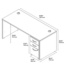 Outlet Westfield 66W x 30D Office Desk with Mobile File Cabinet, (SRC015MRSU) Computer Desks