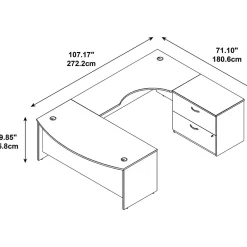 Outlet Westfield Bow Front Right Handed U Shaped Desk with Lateral File Cabinet, Hansen Cherry (SRC019HCRSU) Office Desks