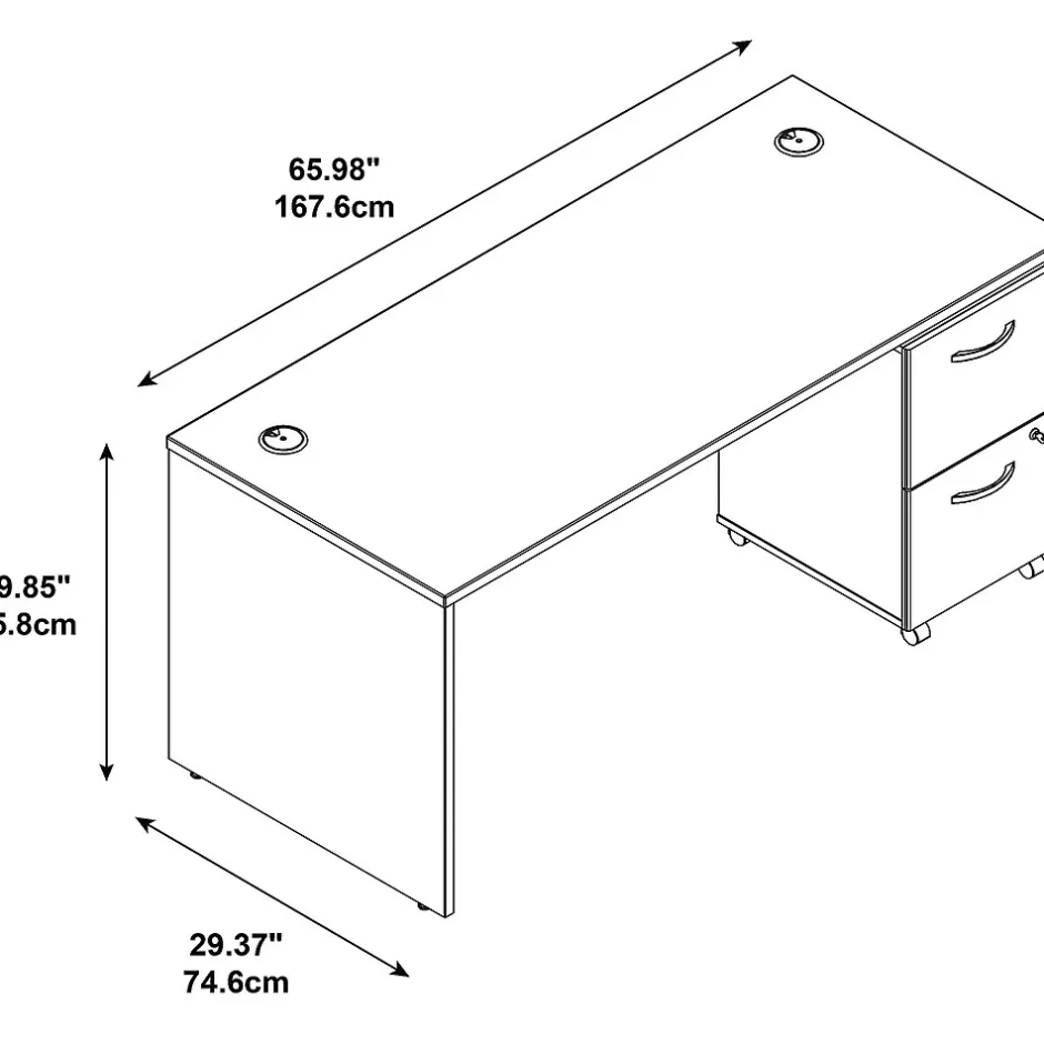 Westfield Desk w/ 2 Drawer Mobile Pedestal, (SRC028MRSU) Office Desks