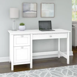 Broadview 54"W Computer Desk with Drawers, Pure White (BDD254WH-03) Computer Desks