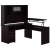 Best Cabot 60"W 3 Position Sit to Stand L Shaped Desk with Hutch, Espresso Oak (CAB045EPO) Standing Desks