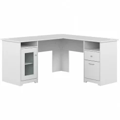 Cabot 60"W L Shaped Computer Desk with Storage, (WC31930K) L-Desks