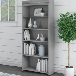 New Fairview 69"H 5-Shelf Bookcase with Adjustable Shelves, Laminated Wood (WC53565-03) Bookcases