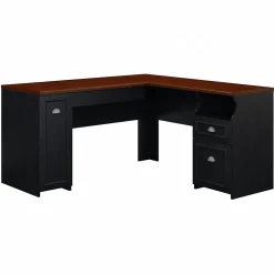 Clearance Fairview 60"W L Shaped Desk with Drawers and Storage Cabinet, (WC53930-03K) L-Desks
