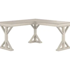 Discount Homestead 60"W Farmhouse L Shaped Desk, Linen White Oak (HOD160LW-03K) L-Desks