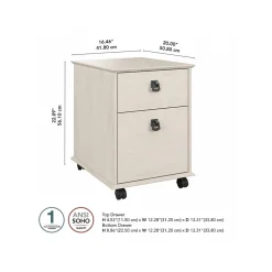 Homestead 2-Drawer Mobile File Cabinet, Letter Size, Linen White Oak (HOF117LW-03) File Cabinets
