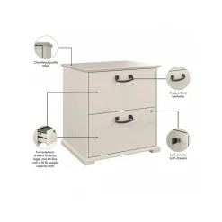 Hot Homestead 2-Drawer Lateral File Cabinet, Letter/Legal Size, Lockable, Linen White Oak (HOF129LW-03) File Cabinets