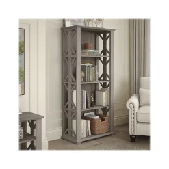 Best Homestead 66.3"H 4-Shelf Bookcase with Adjustable Shelves, Driftwood Gray Laminated Wood (HOB166DG-03) Bookcases