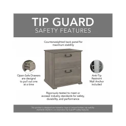 Outlet Homestead 2-Drawer Lateral File Cabinet, Letter/Legal Size, Lockable, Driftwood Gray (HOF129DG-03) File Cabinets