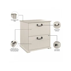 Hot Homestead 2-Drawer Lateral File Cabinet, Letter/Legal Size, Lockable, Linen White Oak (HOF129LW-Z) File Cabinets