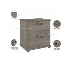 Homestead 2-Drawer Lateral File Cabinet, Letter/Legal Size, Lockable, Driftwood Gray (HOF129DG-Z) File Cabinets