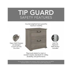 Homestead 2-Drawer Lateral File Cabinet, Letter/Legal Size, Lockable, Driftwood Gray (HOF129DG-Z) File Cabinets