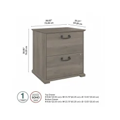 Homestead 2-Drawer Lateral File Cabinet, Letter/Legal Size, Lockable, Driftwood Gray (HOF129DG-Z) File Cabinets